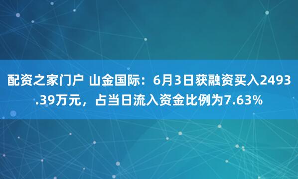 配资之家门户 山金国际：6月3日获融资买入2493.39万元，占当日流入资金比例为7.63%