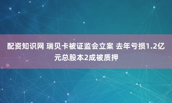 配资知识网 瑞贝卡被证监会立案 去年亏损1.2亿元总股本2成被质押